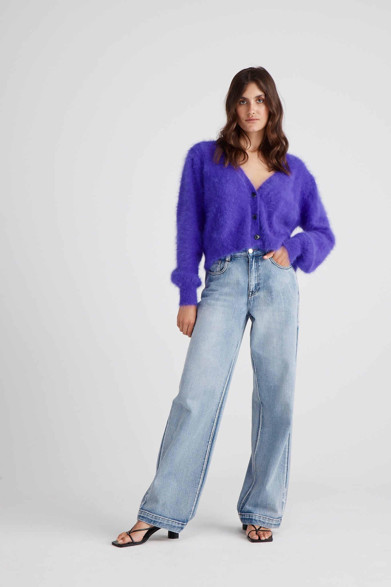 Cecilia Crop Cardigan - Purple