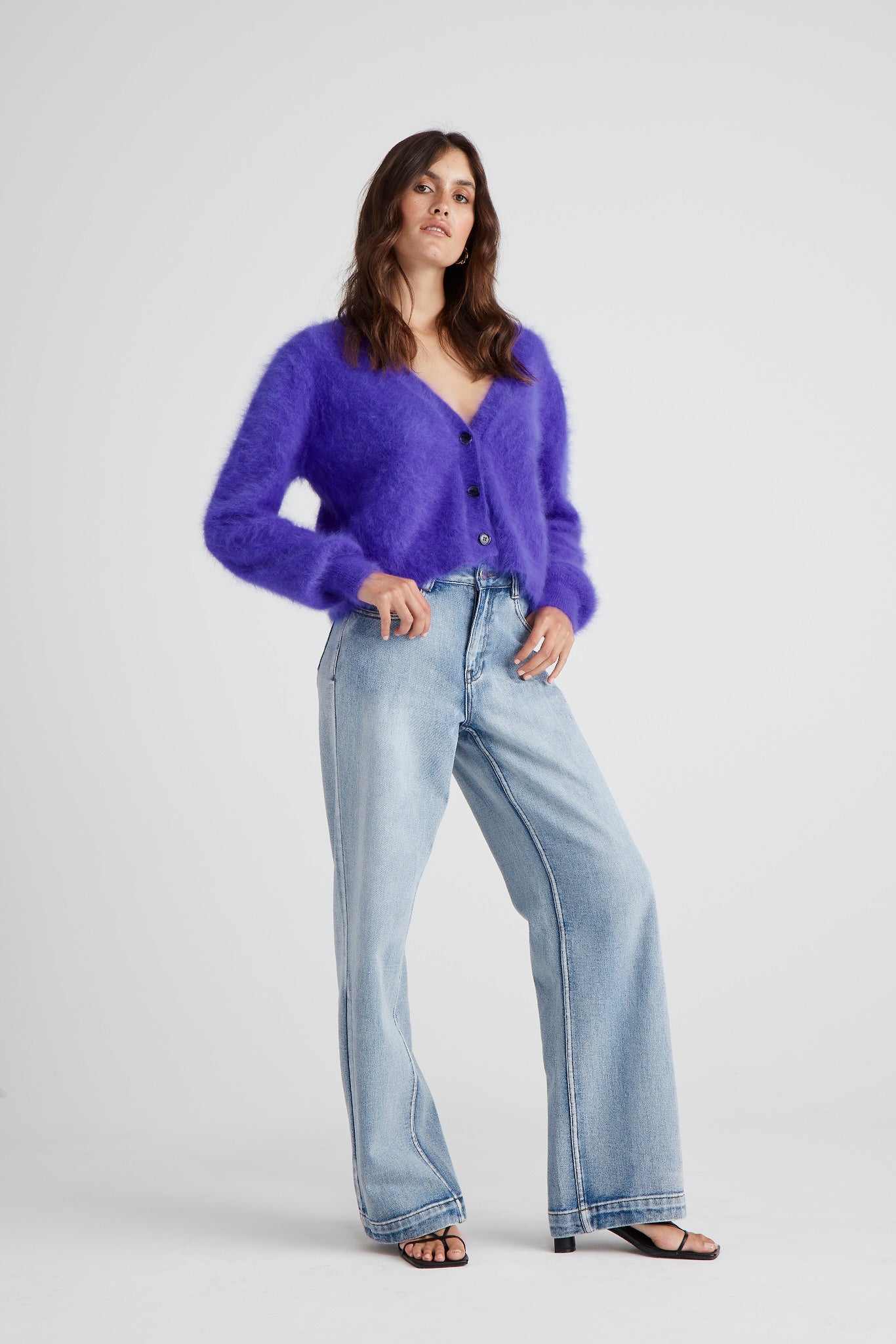 Cecilia Crop Cardigan - Purple