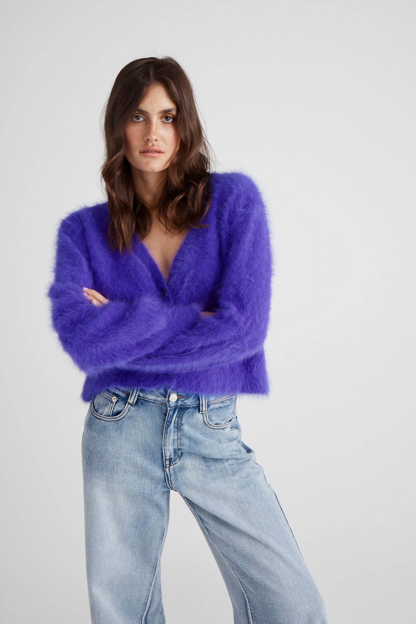 Cecilia Crop Cardigan - Purple