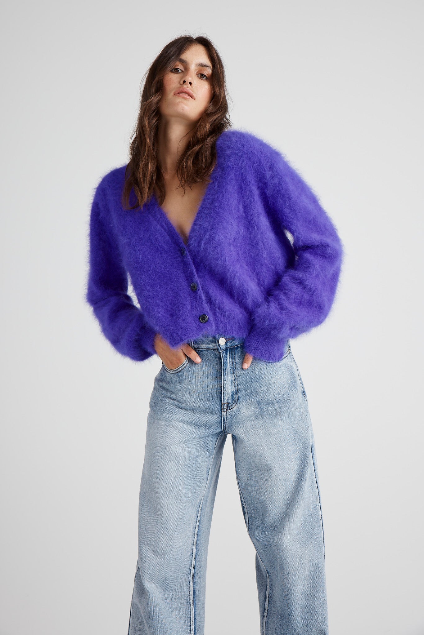 Cecilia Crop Cardigan - Purple