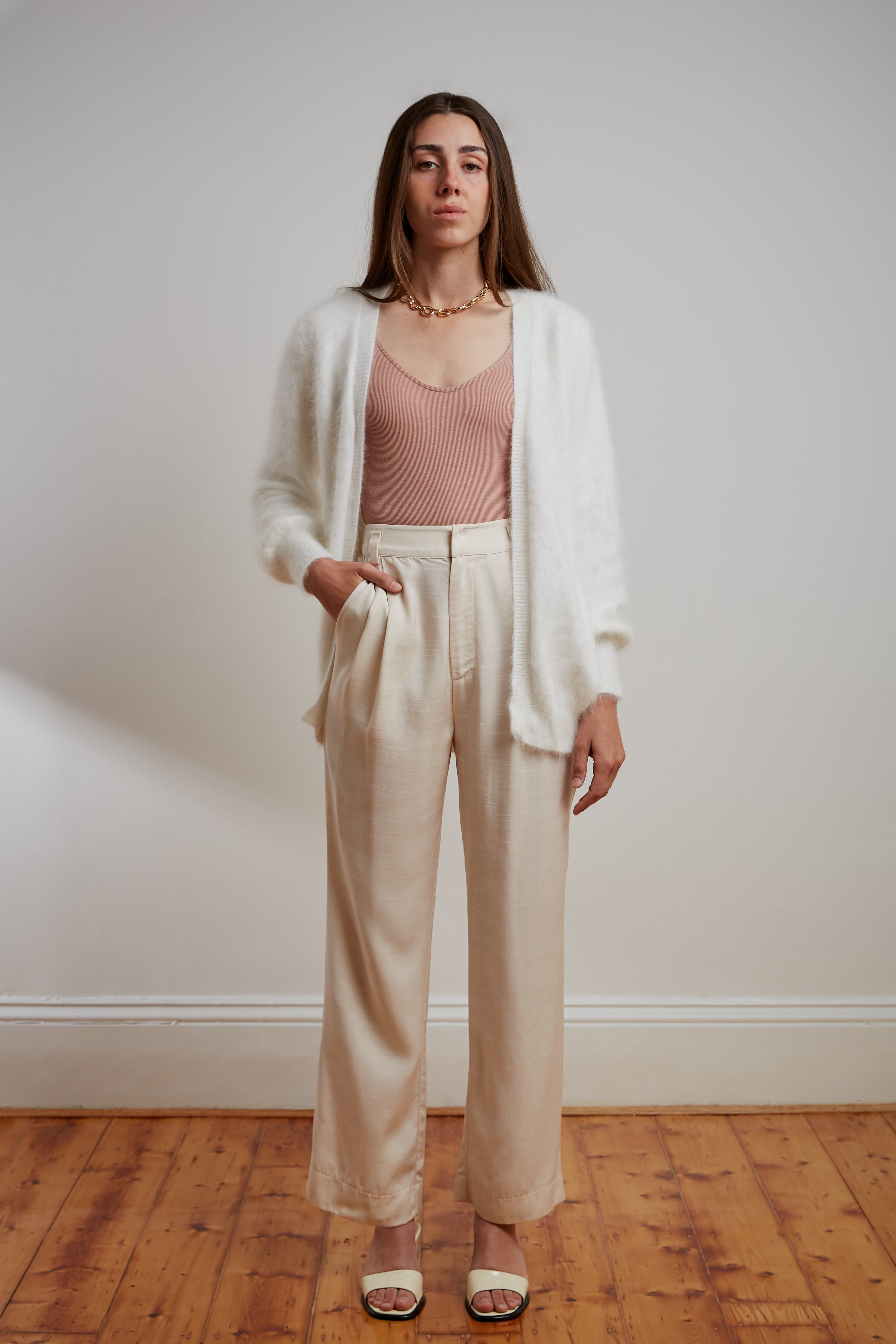 Ella Cashmere Cardigan - Snow