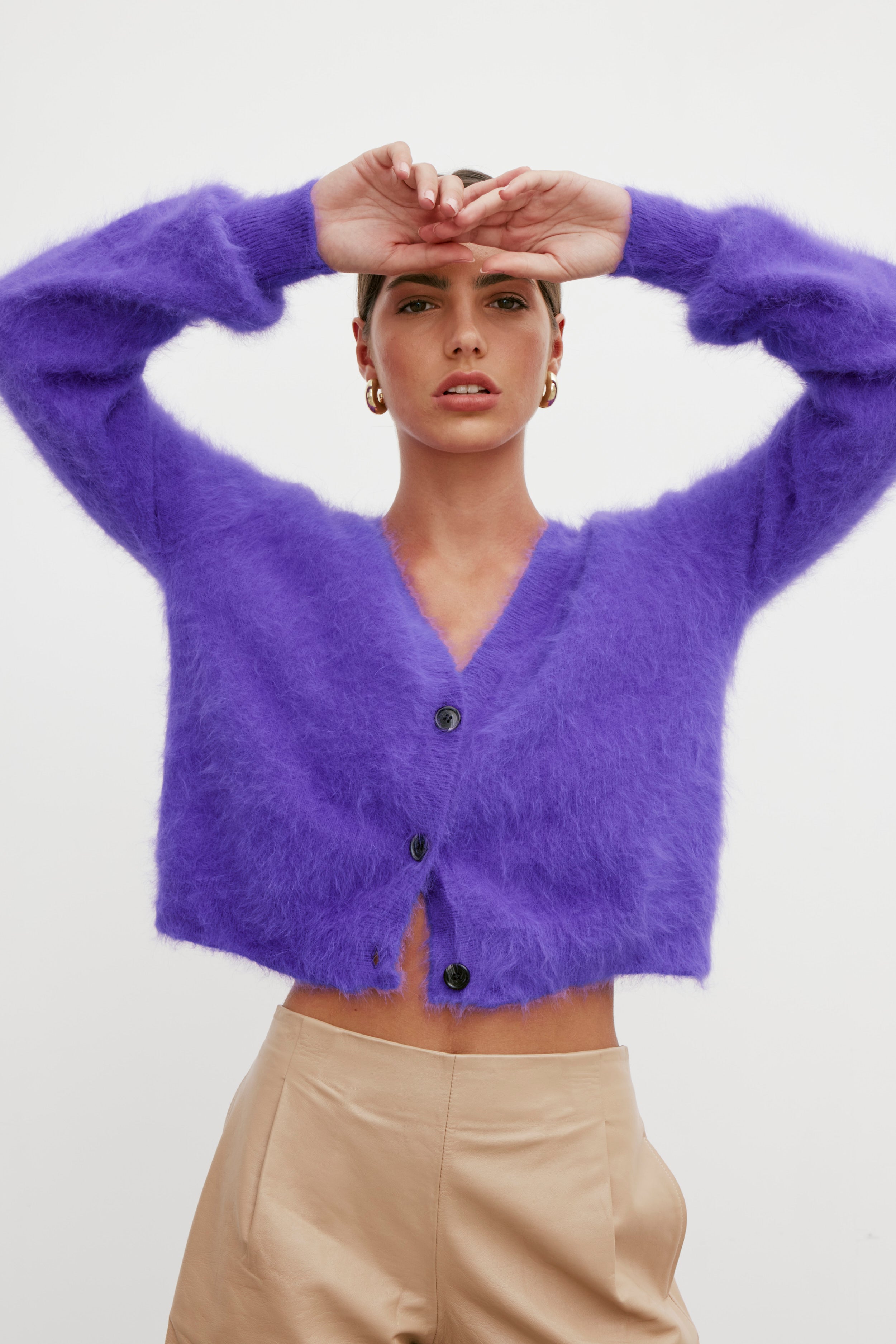 Cecilia Crop Cardigan - Purple