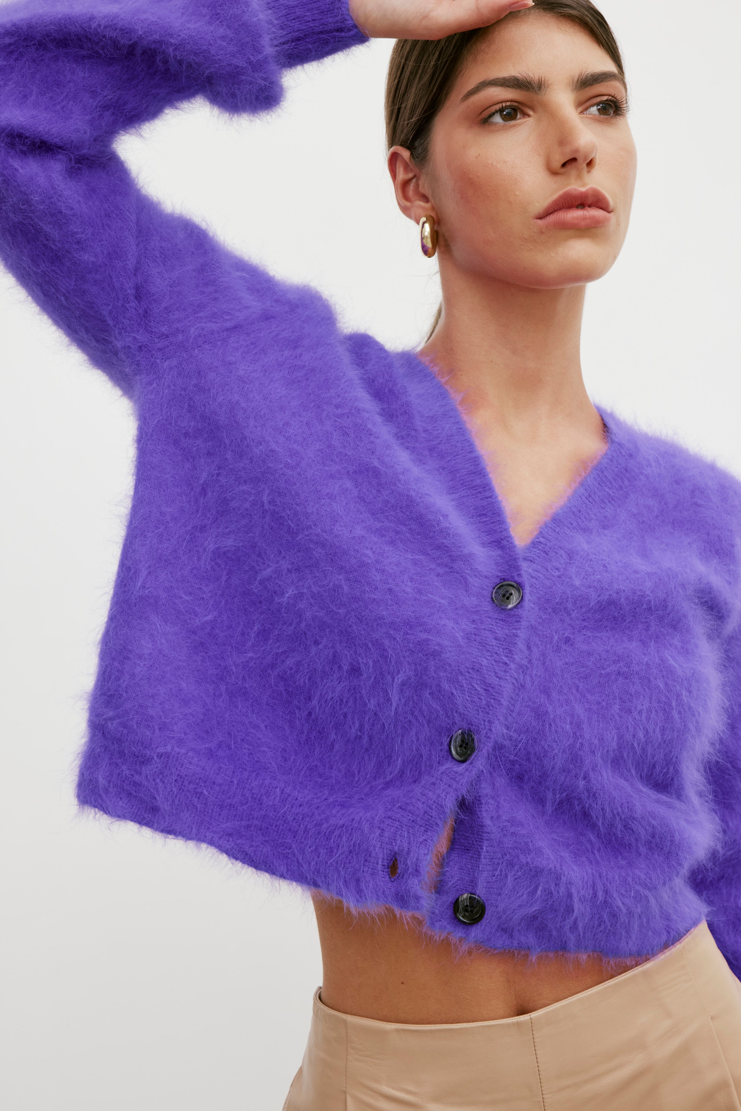 Cecilia Crop Cardigan - Purple
