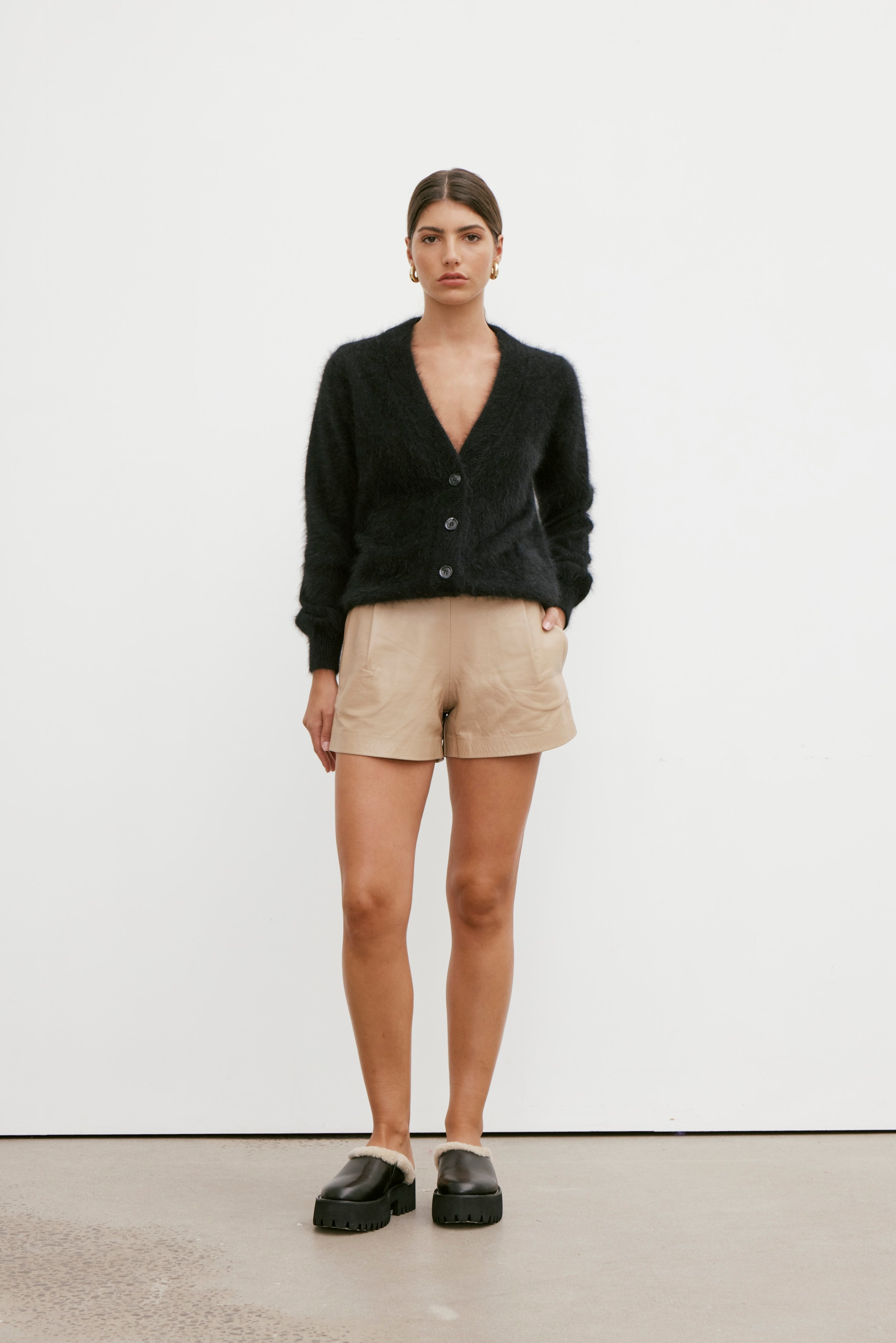 Lucie V Neck Cardigan - Black