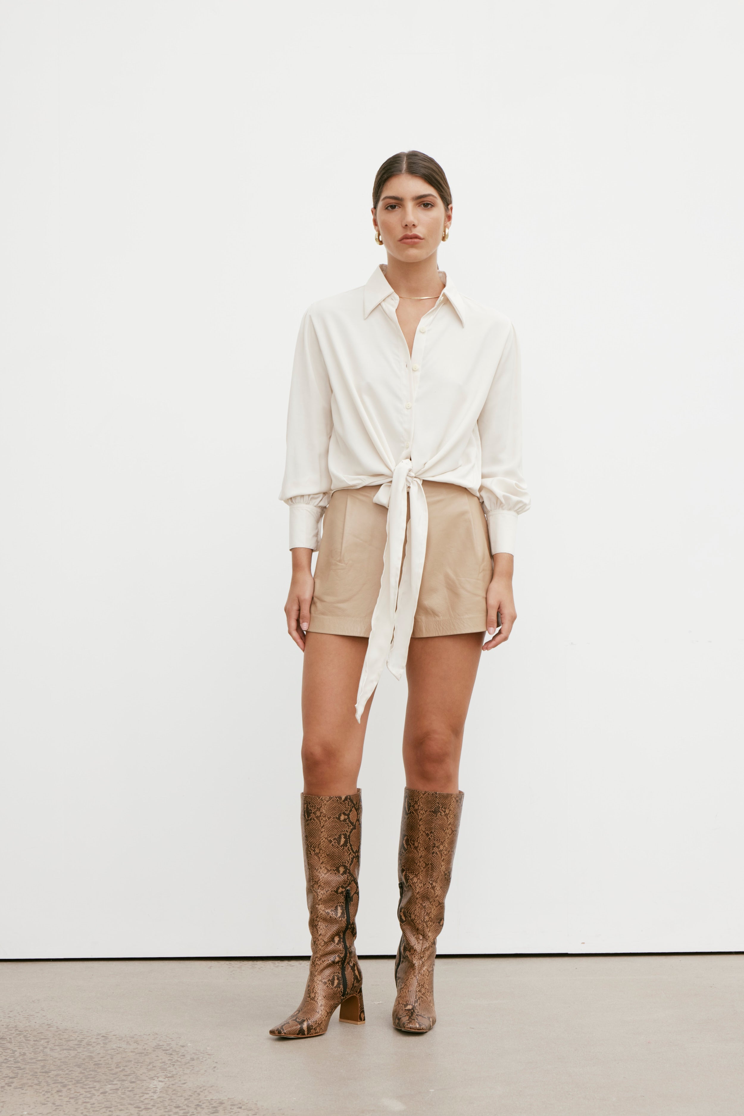 Rhea Wrap Shirt- Cream