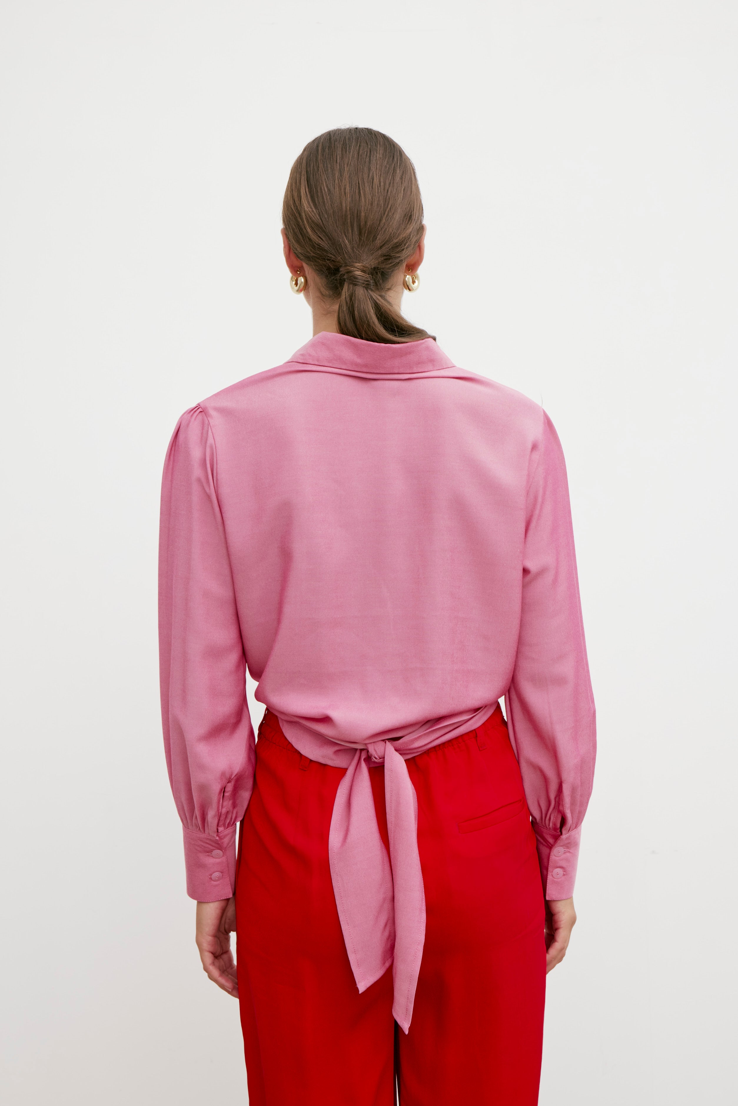 Rhea Wrap Shirt - Fuchsia Pink