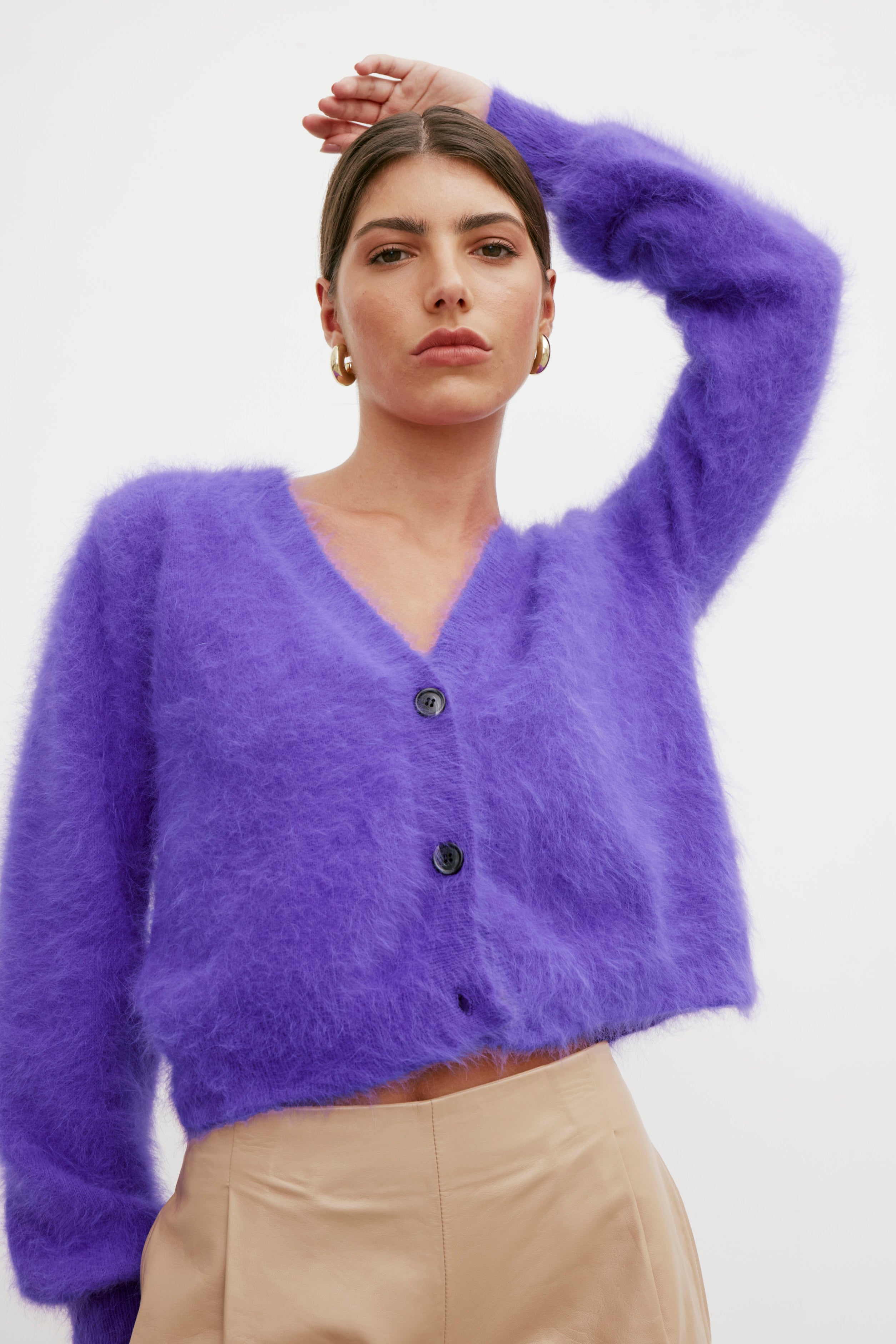 Cecilia Crop Cardigan - Purple