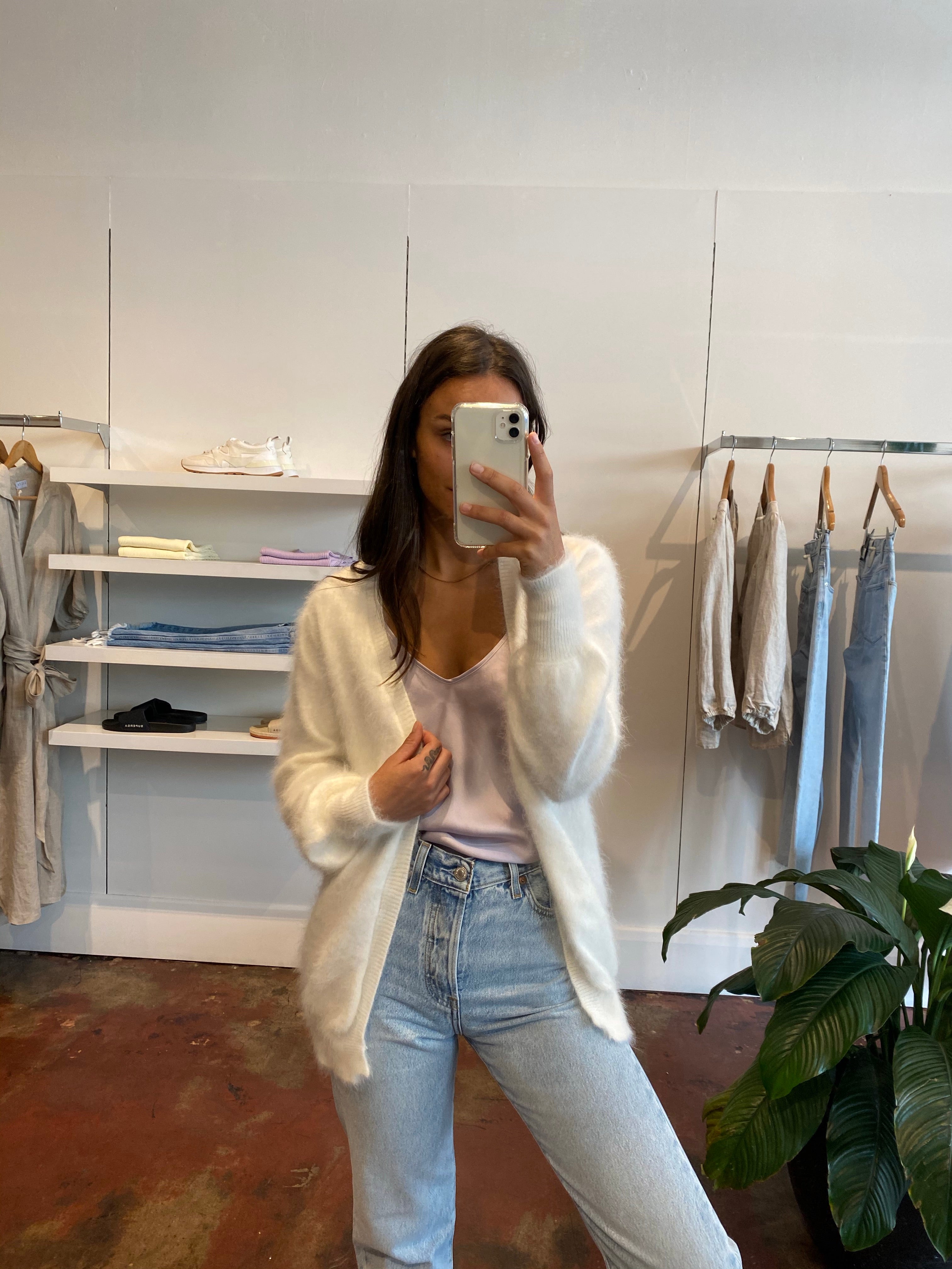 Ella Cashmere Cardigan - Snow