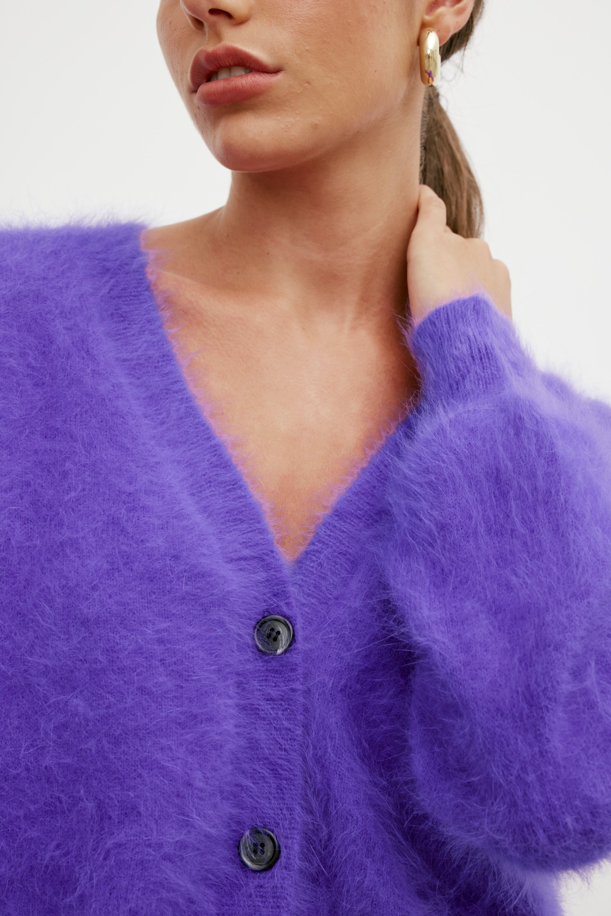 Cecilia Crop Cardigan - Purple