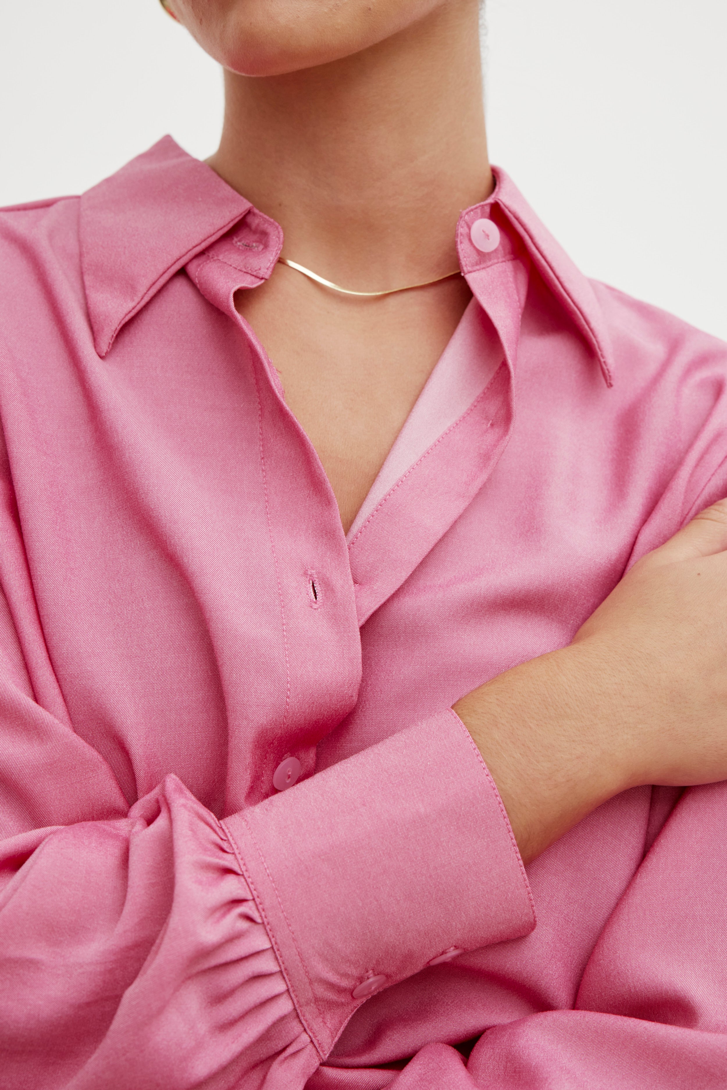 Rhea Wrap Shirt - Fuchsia Pink