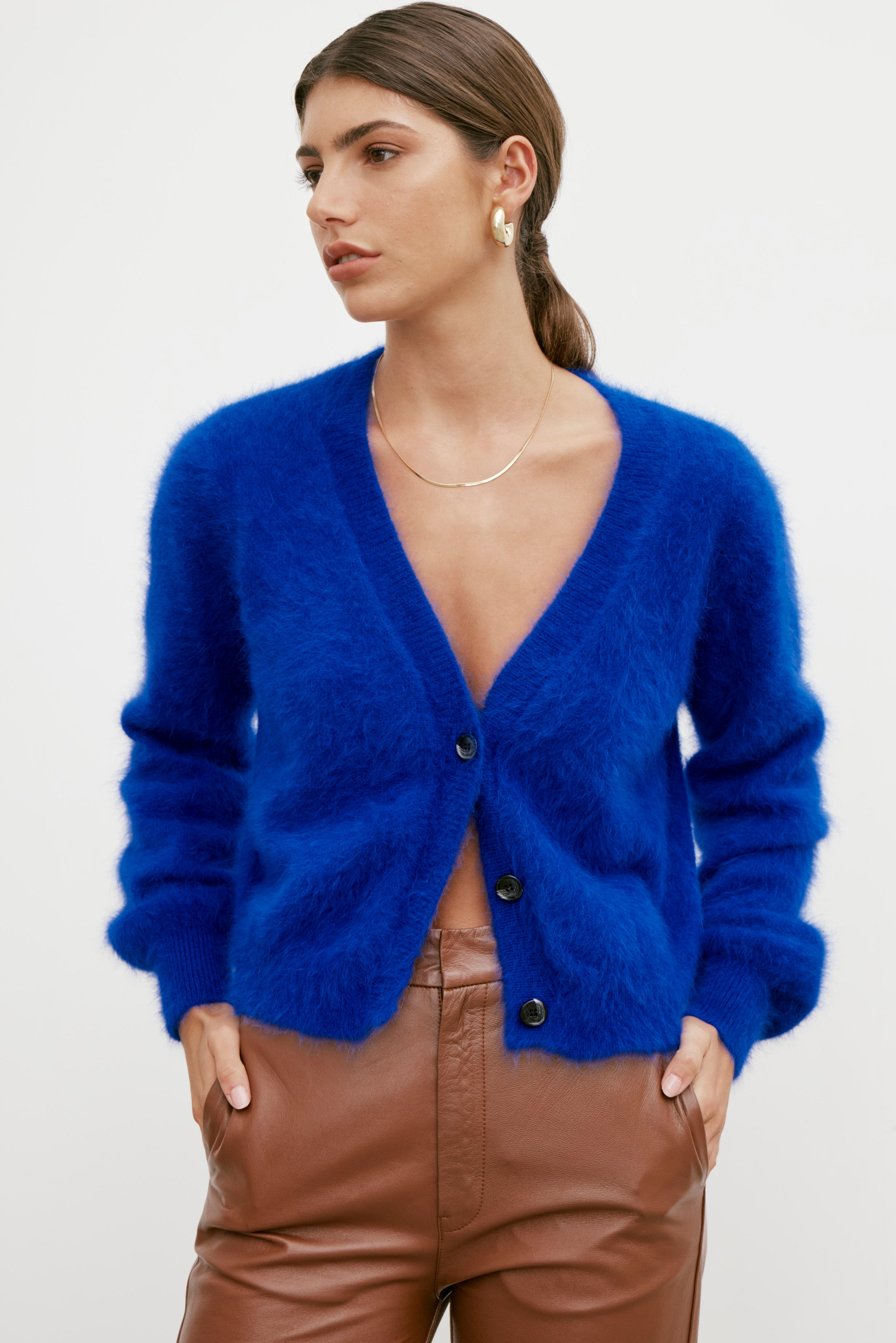 Cecilia Crop Cardigan - Cobalt
