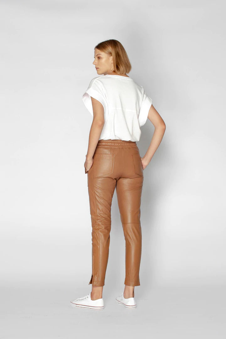 Ryder Leather Jogger Pants - Caramel