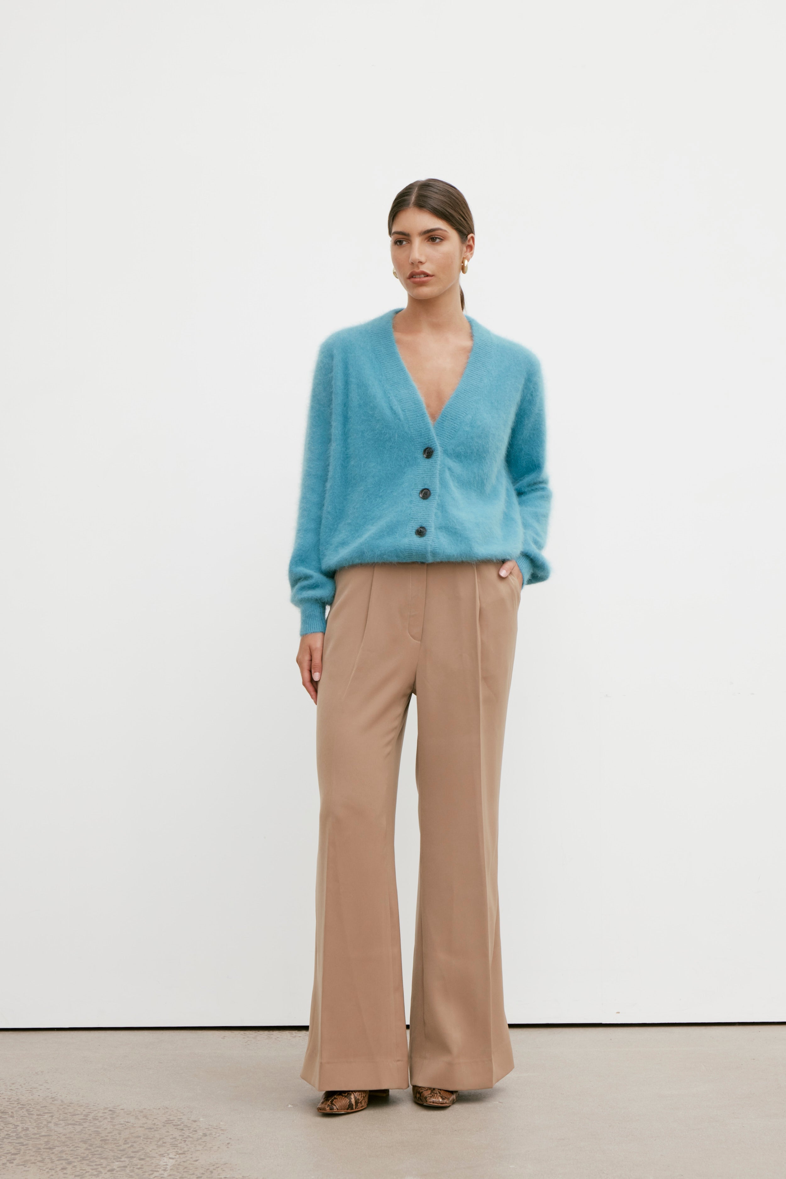 Lucie V Neck Cardigan - Petrol