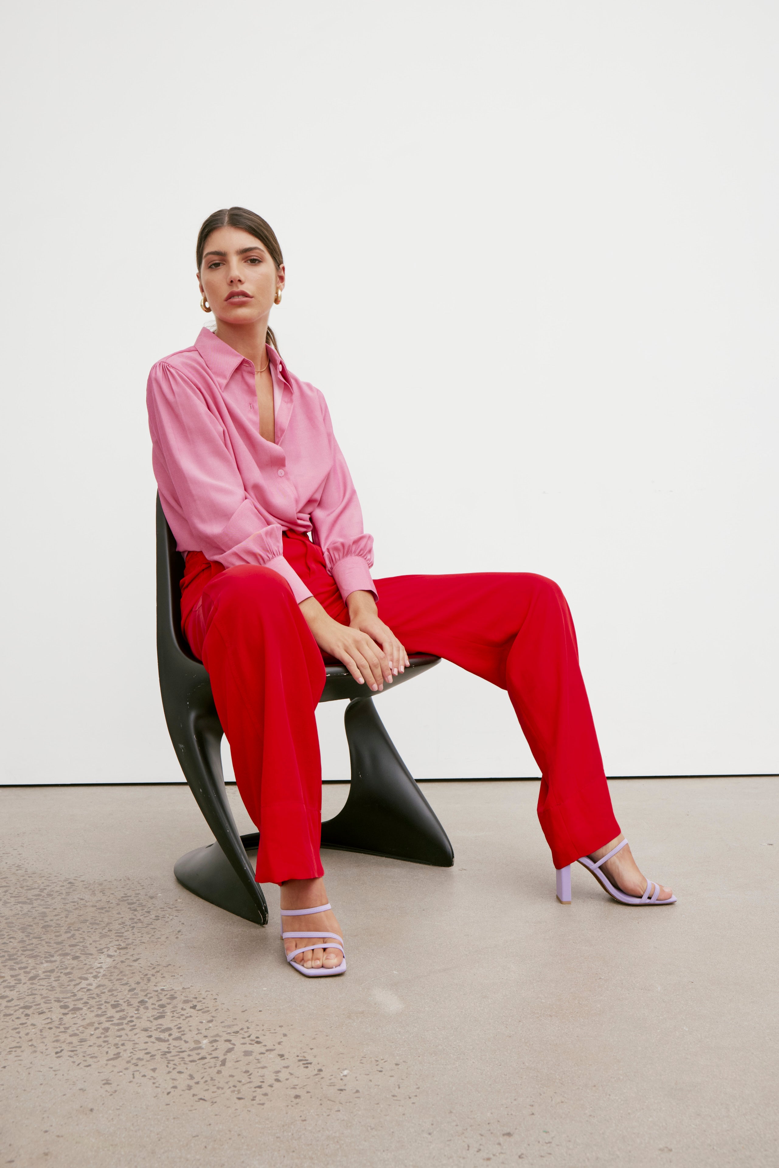 Rhea Wrap Shirt - Fuchsia Pink