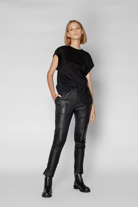 Ryder Leather Jogger Pants - Black