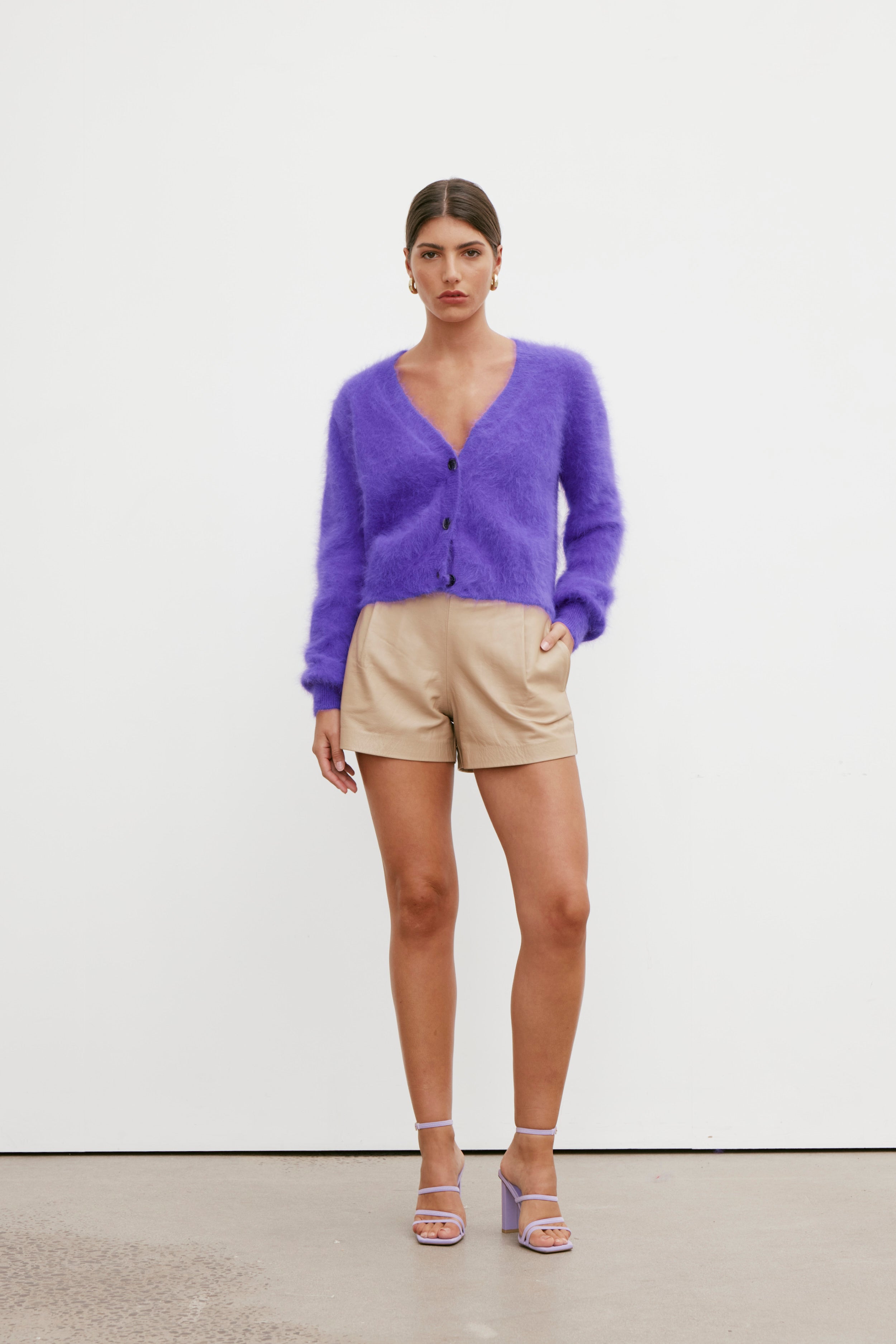 Cecilia Crop Cardigan - Purple