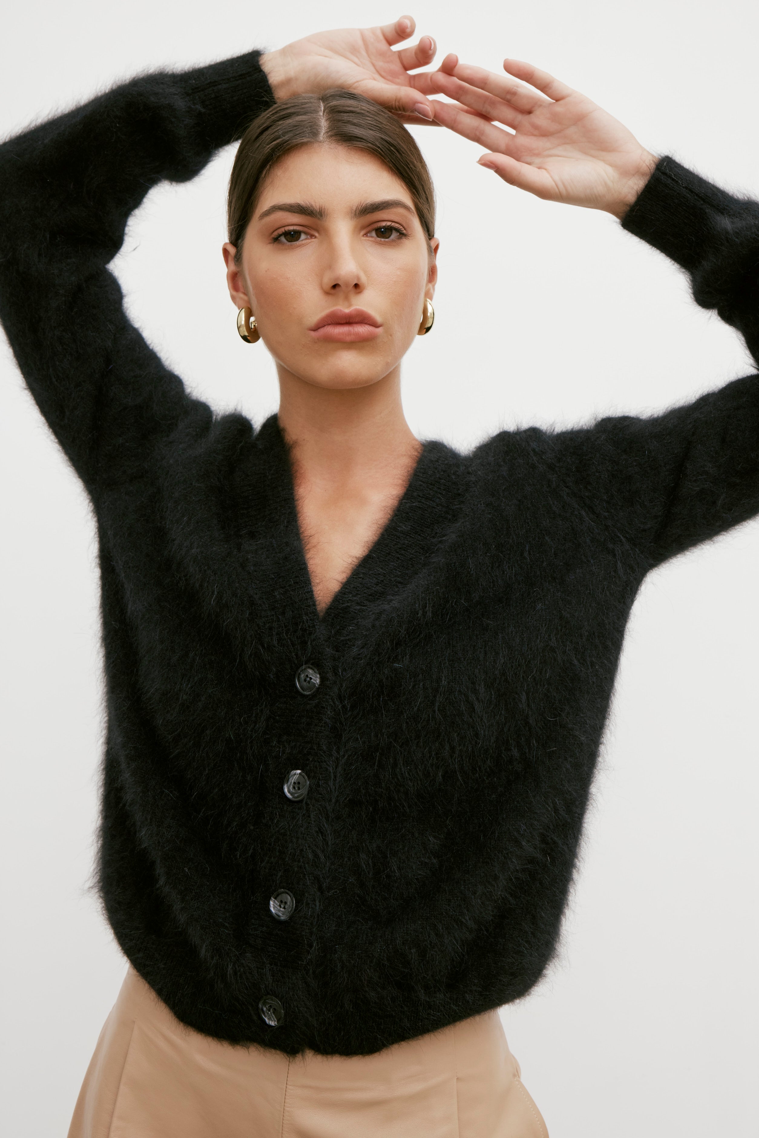 Lucie V Neck Cardigan - Black
