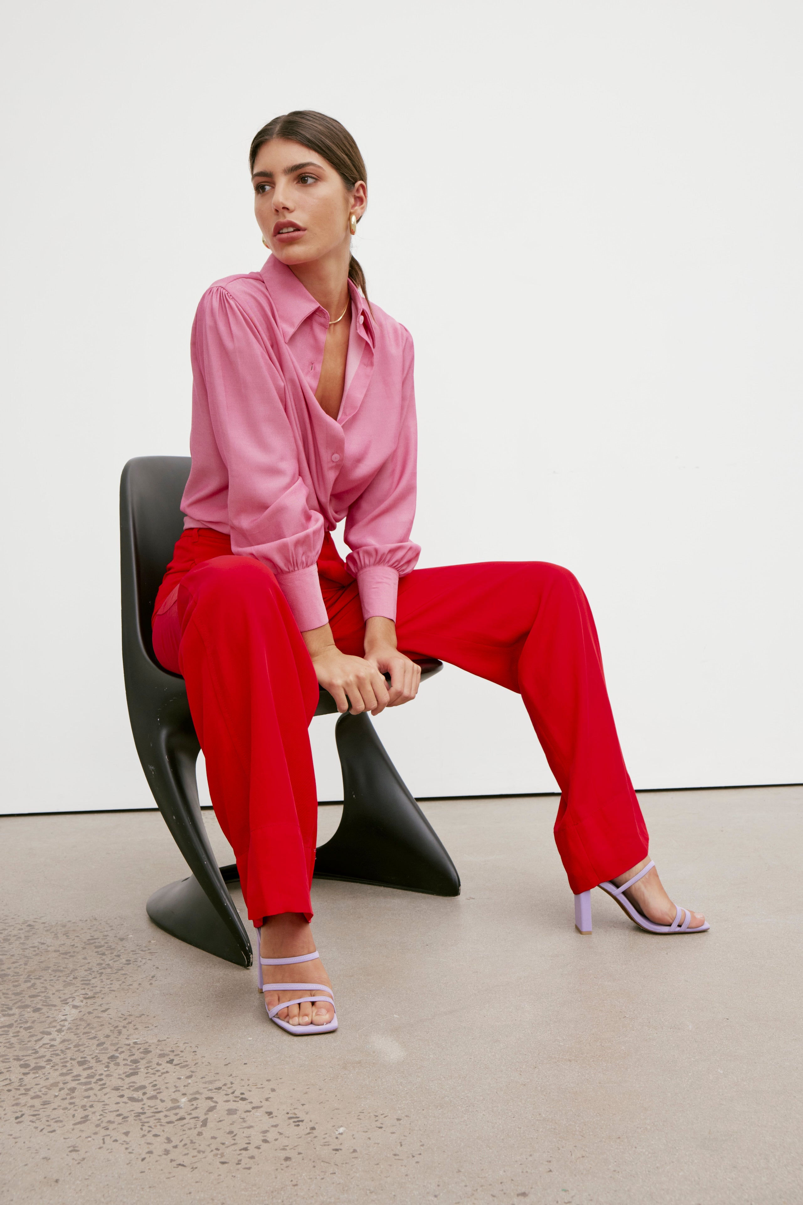 Rhea Wrap Shirt - Fuchsia Pink