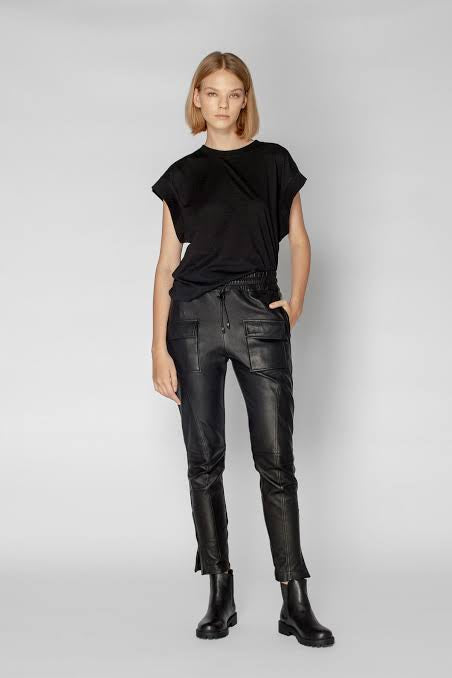 Ryder Leather Jogger Pants - Black