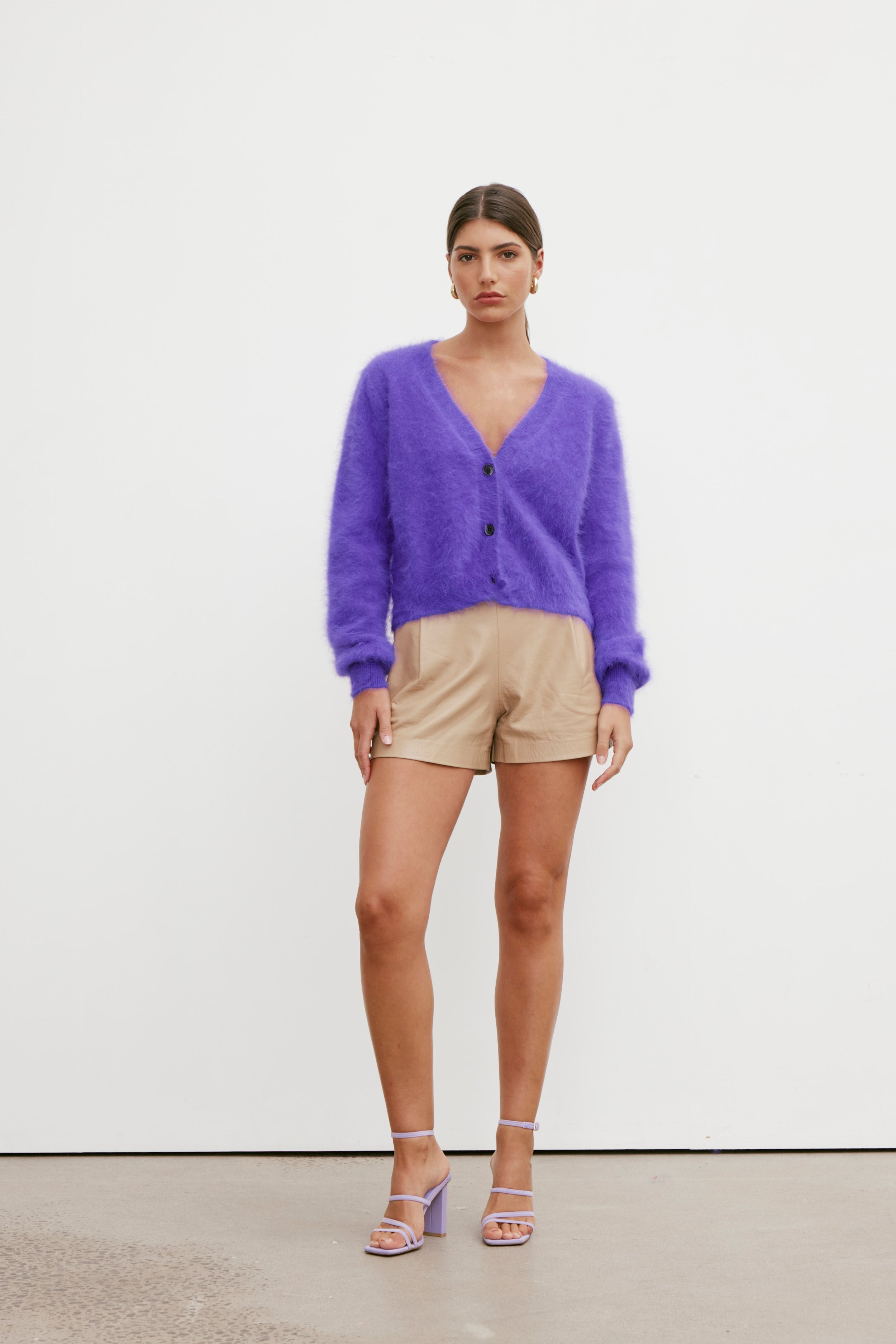 Cecilia Crop Cardigan - Purple