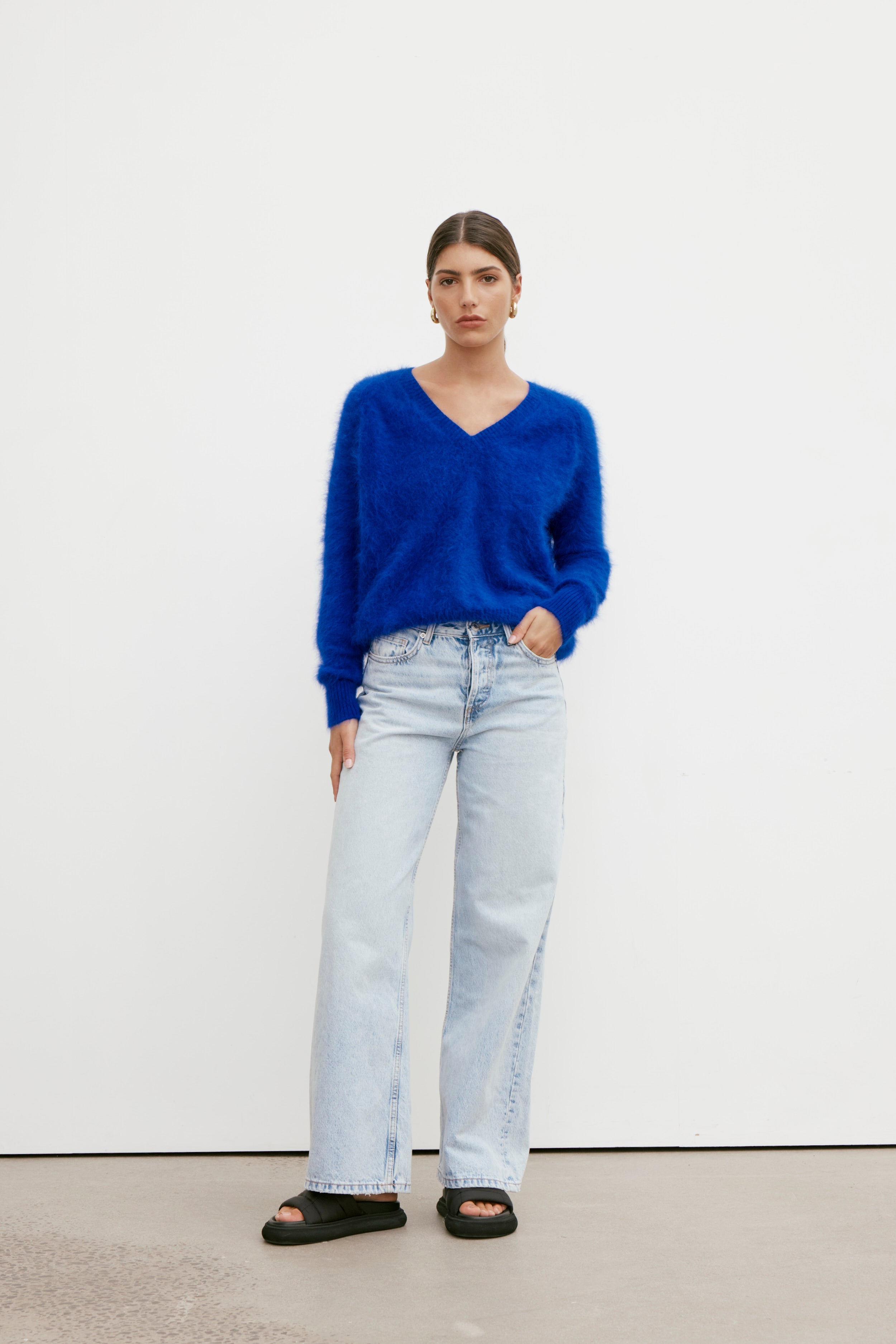 Isabella V Neck - Cobalt