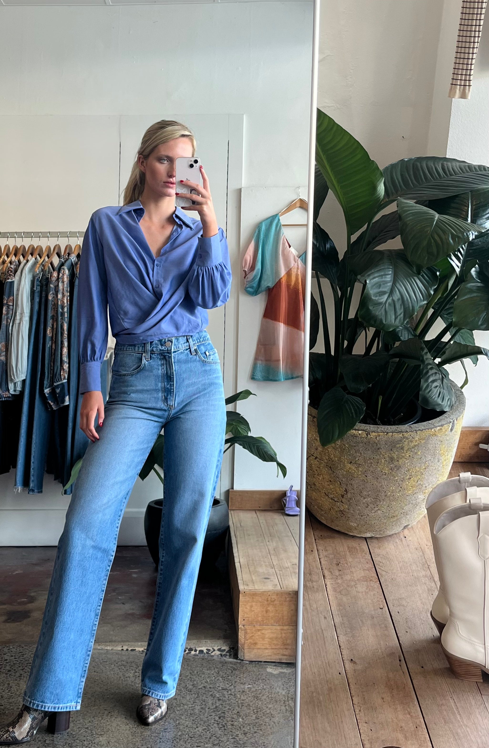 Rhea Wrap Shirt - Royal Blue