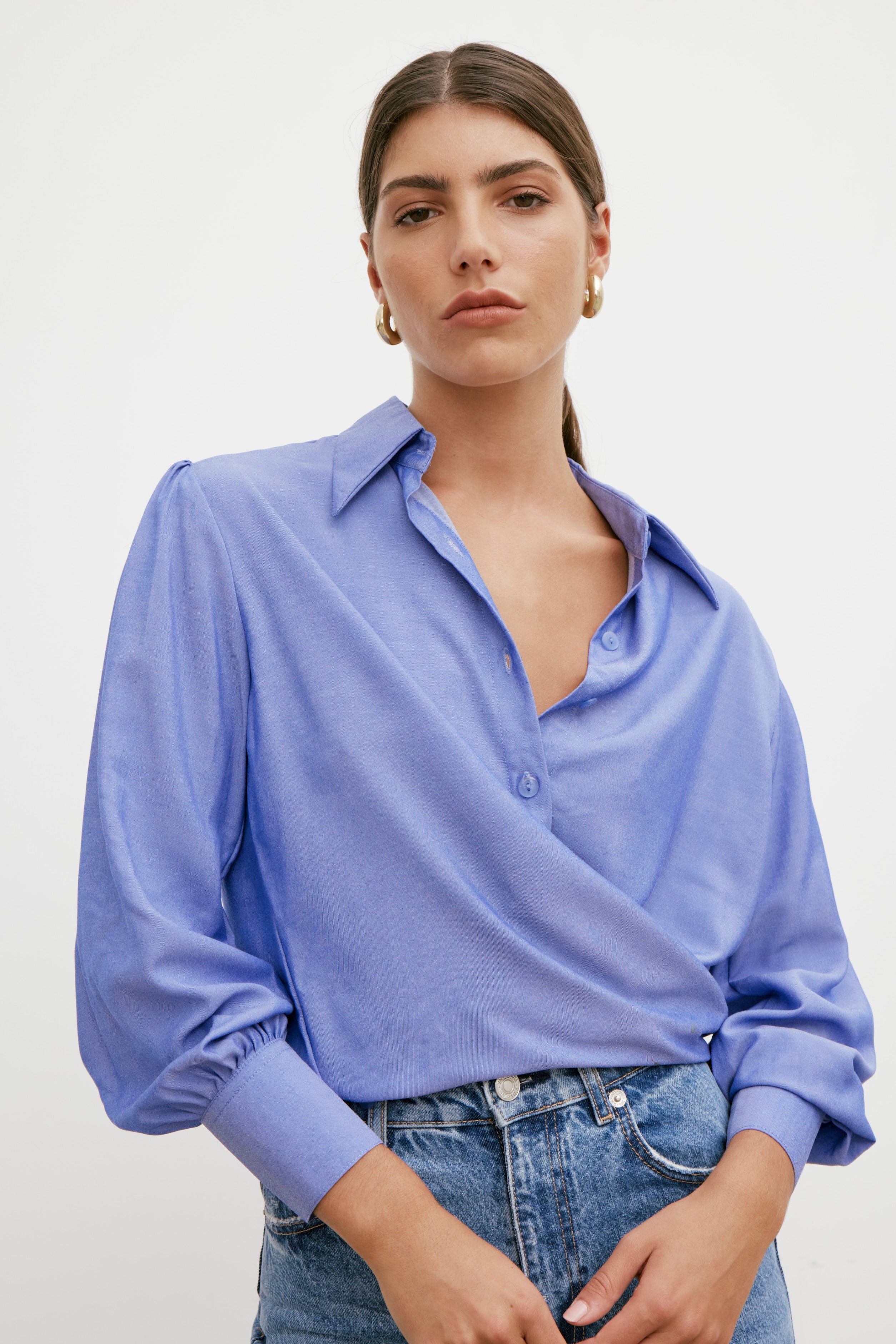 Rhea Wrap Shirt - Royal Blue
