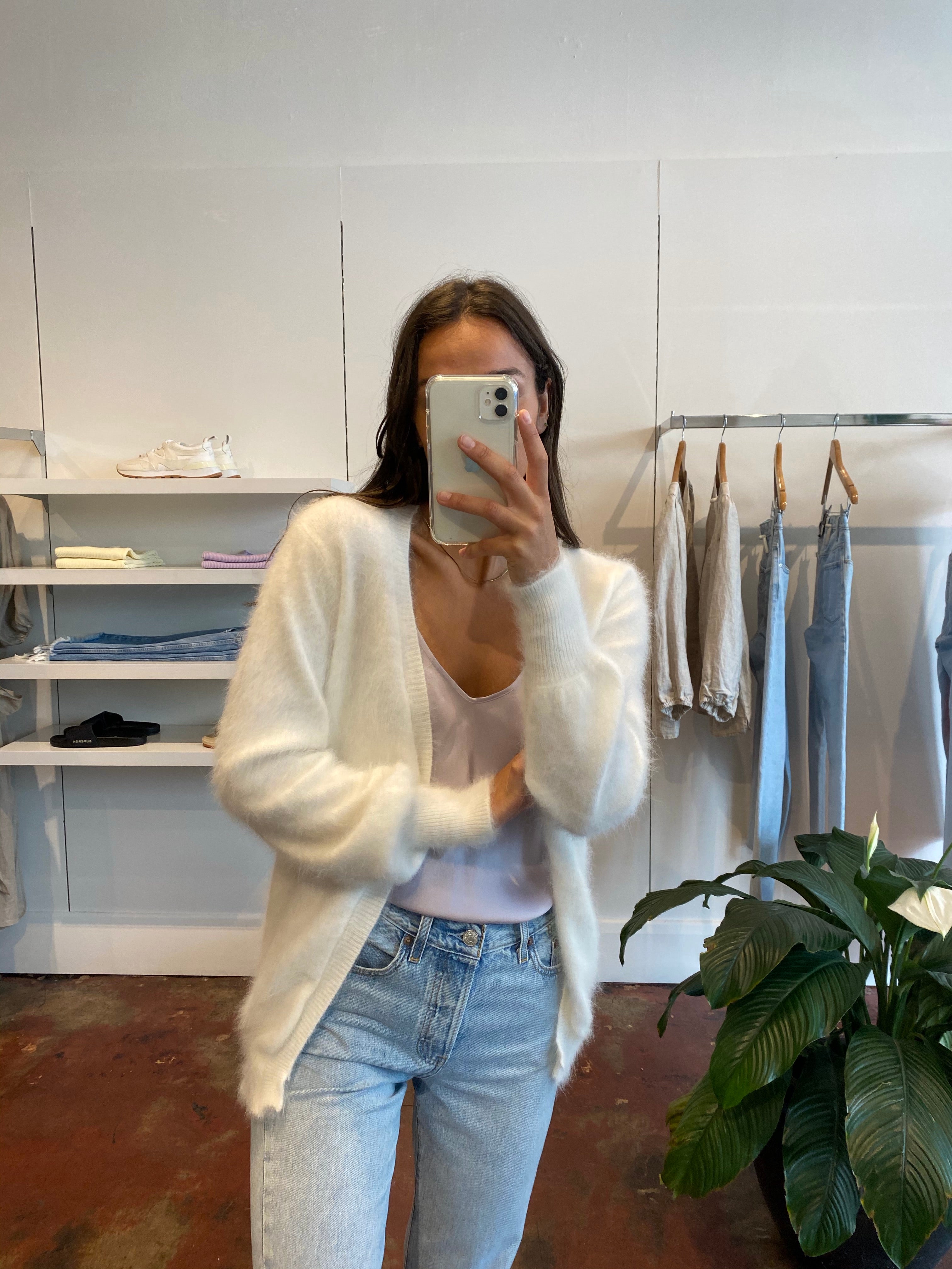 Ella Cashmere Cardigan - Snow