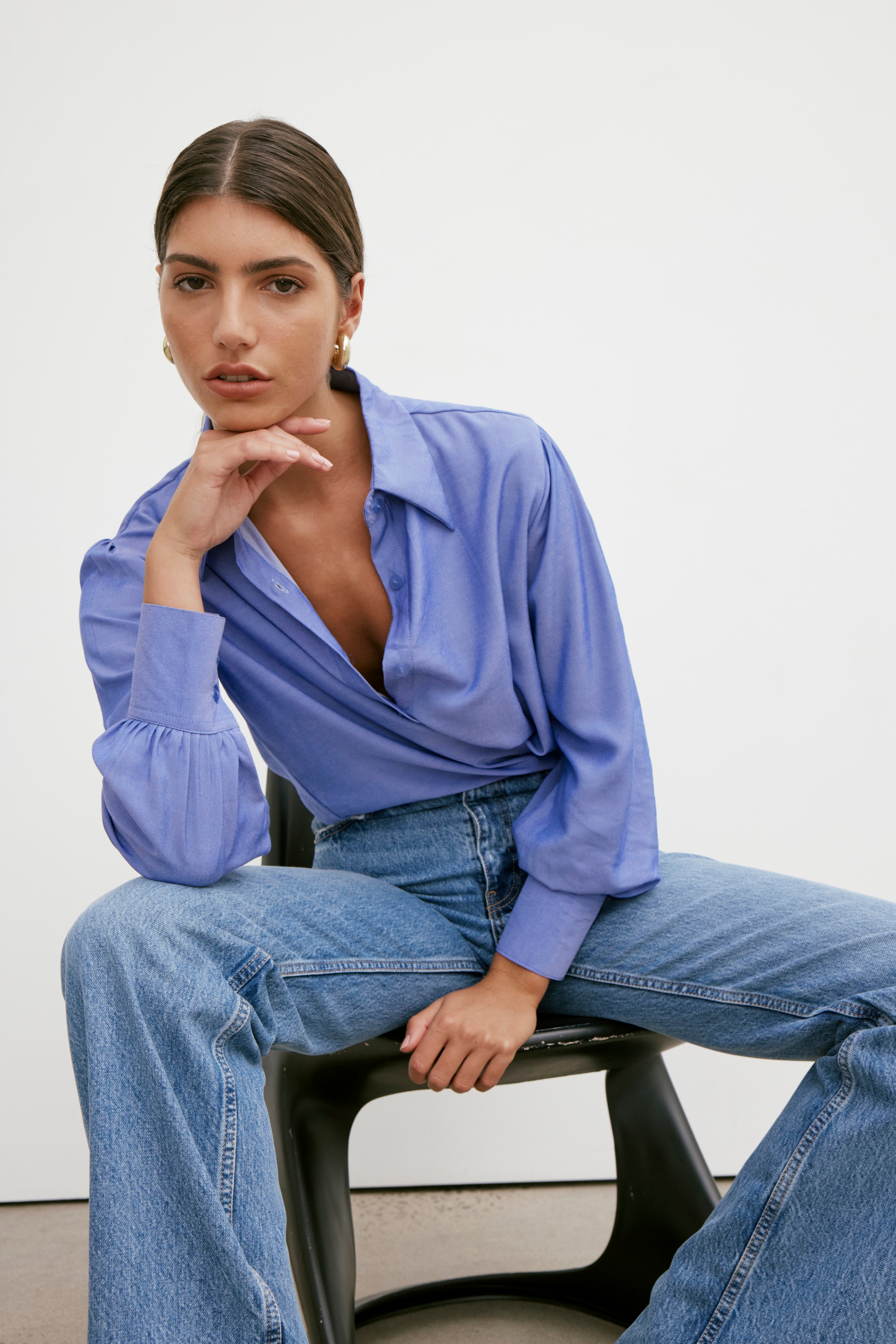 Rhea Wrap Shirt - Royal Blue