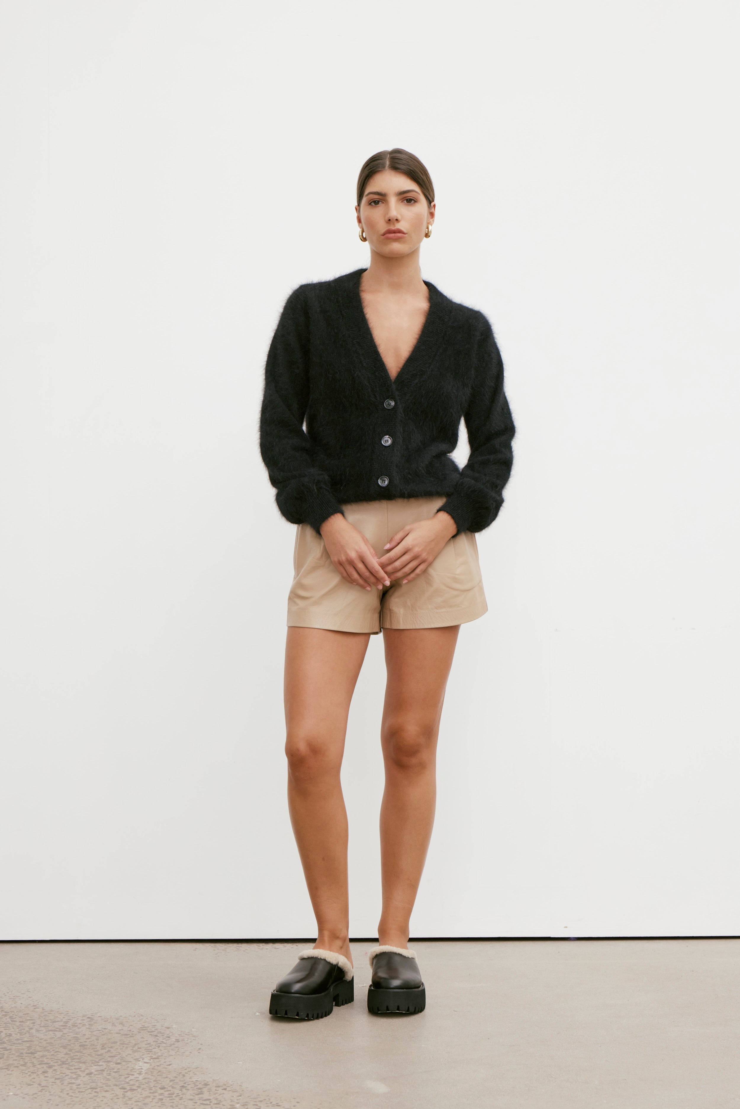 Lucie V Neck Cardigan - Black
