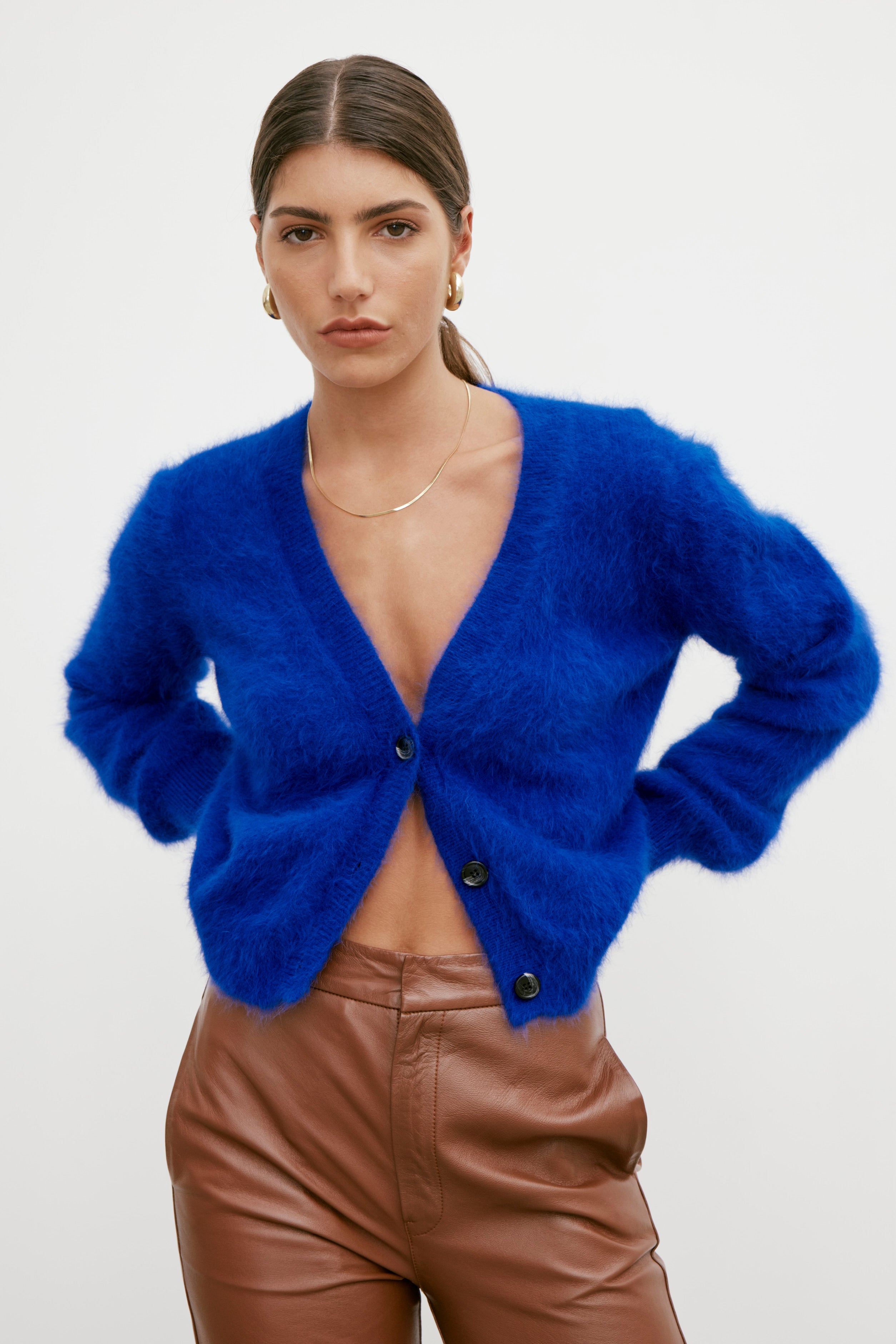 Cecilia Crop Cardigan - Cobalt