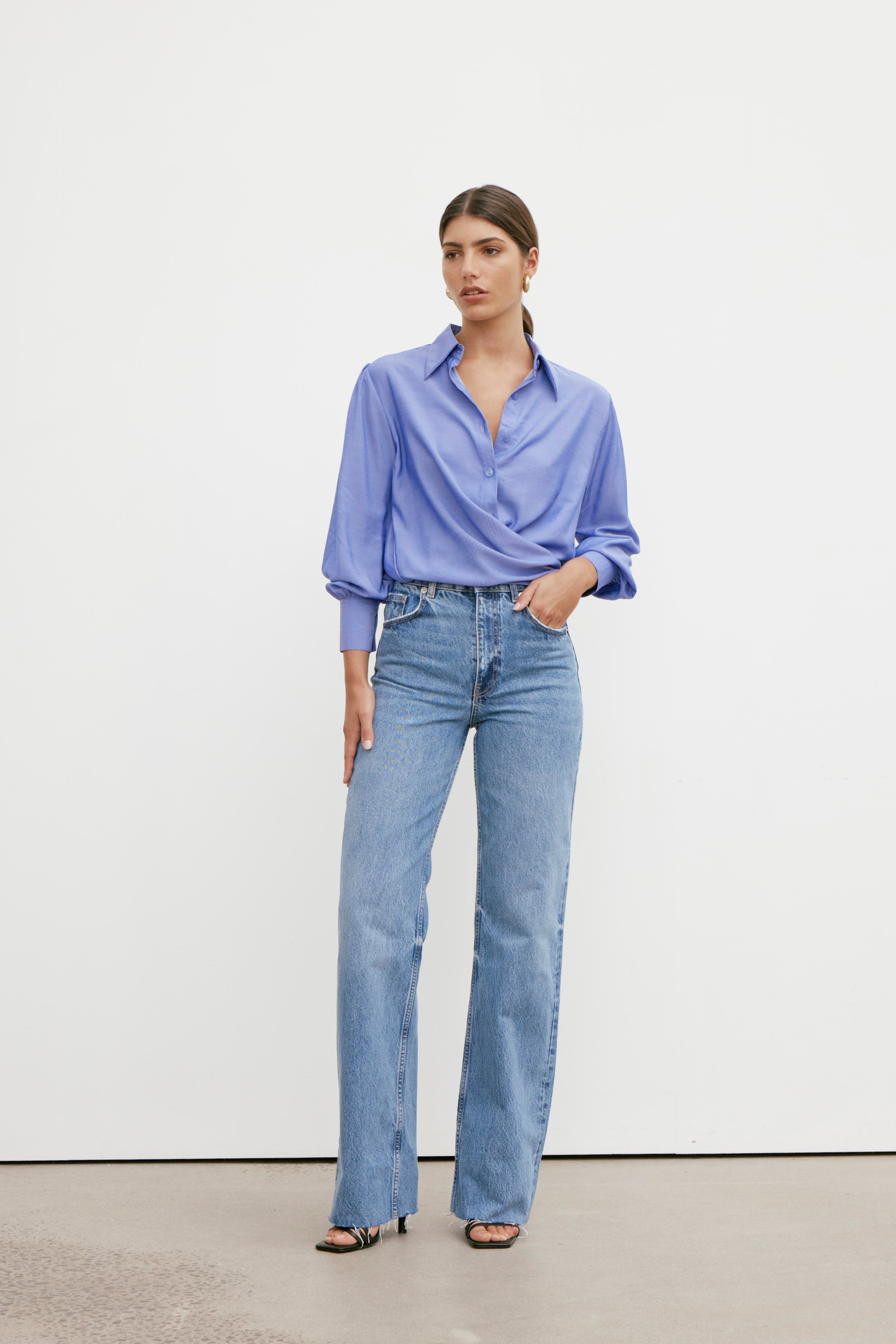 Rhea Wrap Shirt - Royal Blue
