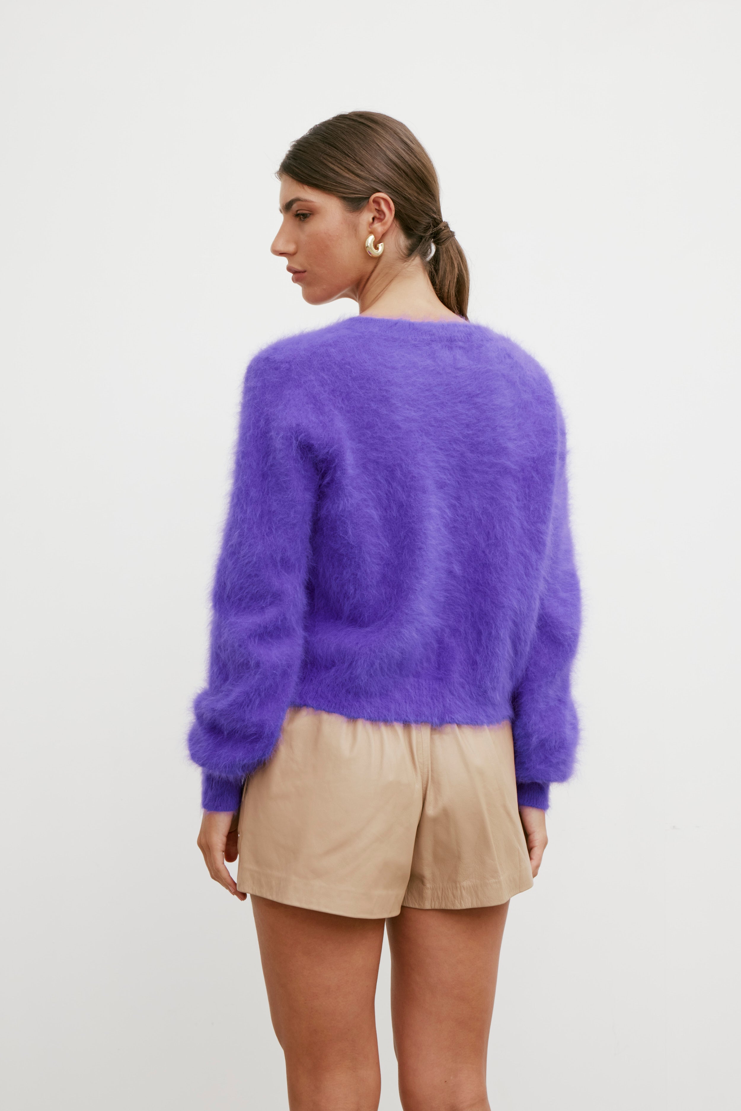 Cecilia Crop Cardigan - Purple