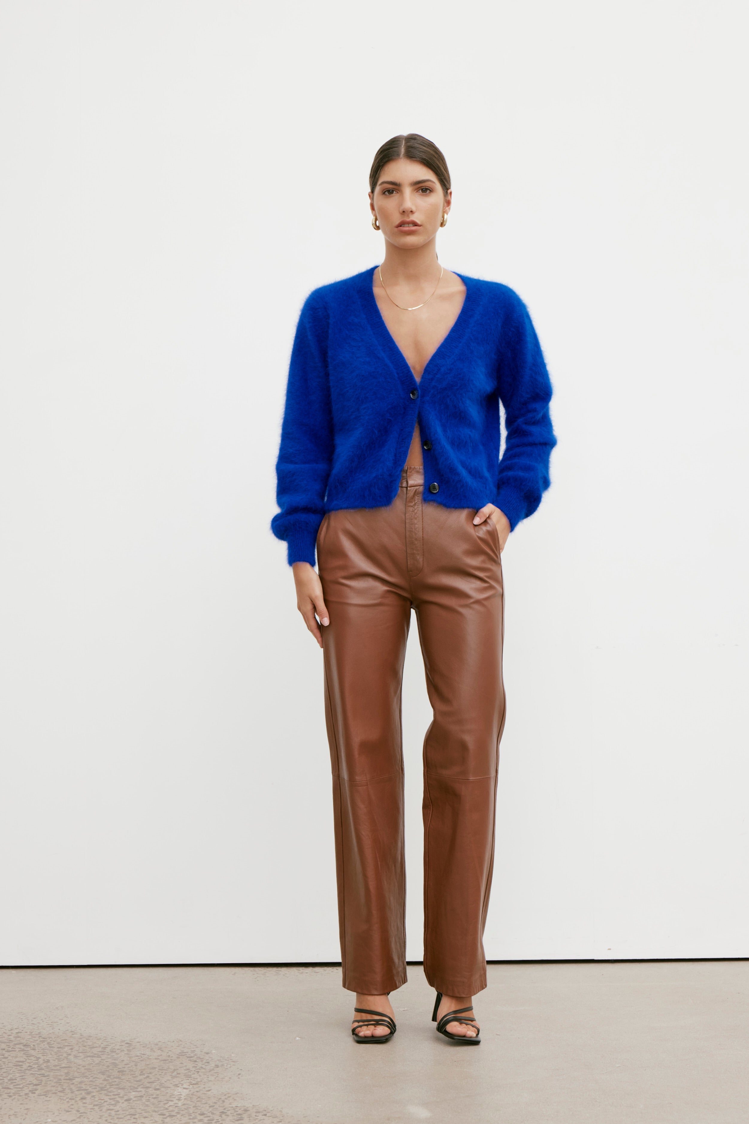Cecilia Crop Cardigan - Cobalt
