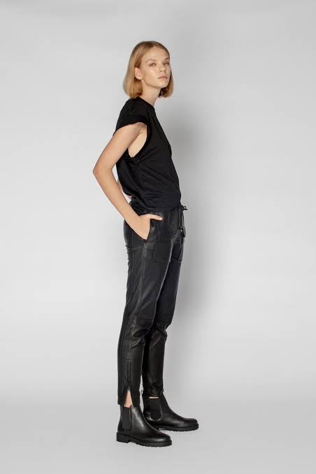 Ryder Leather Jogger Pants - Black