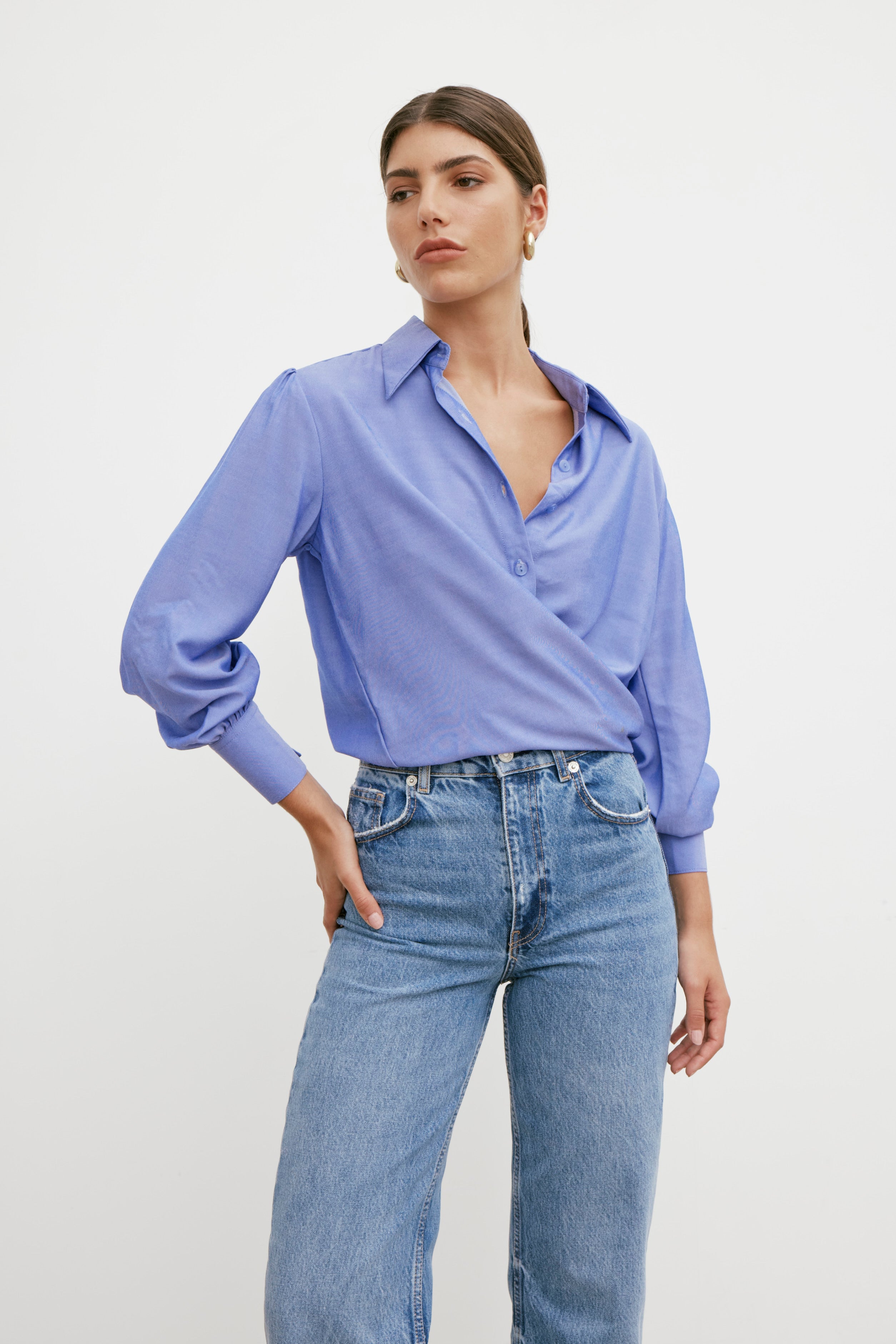Rhea Wrap Shirt - Royal Blue