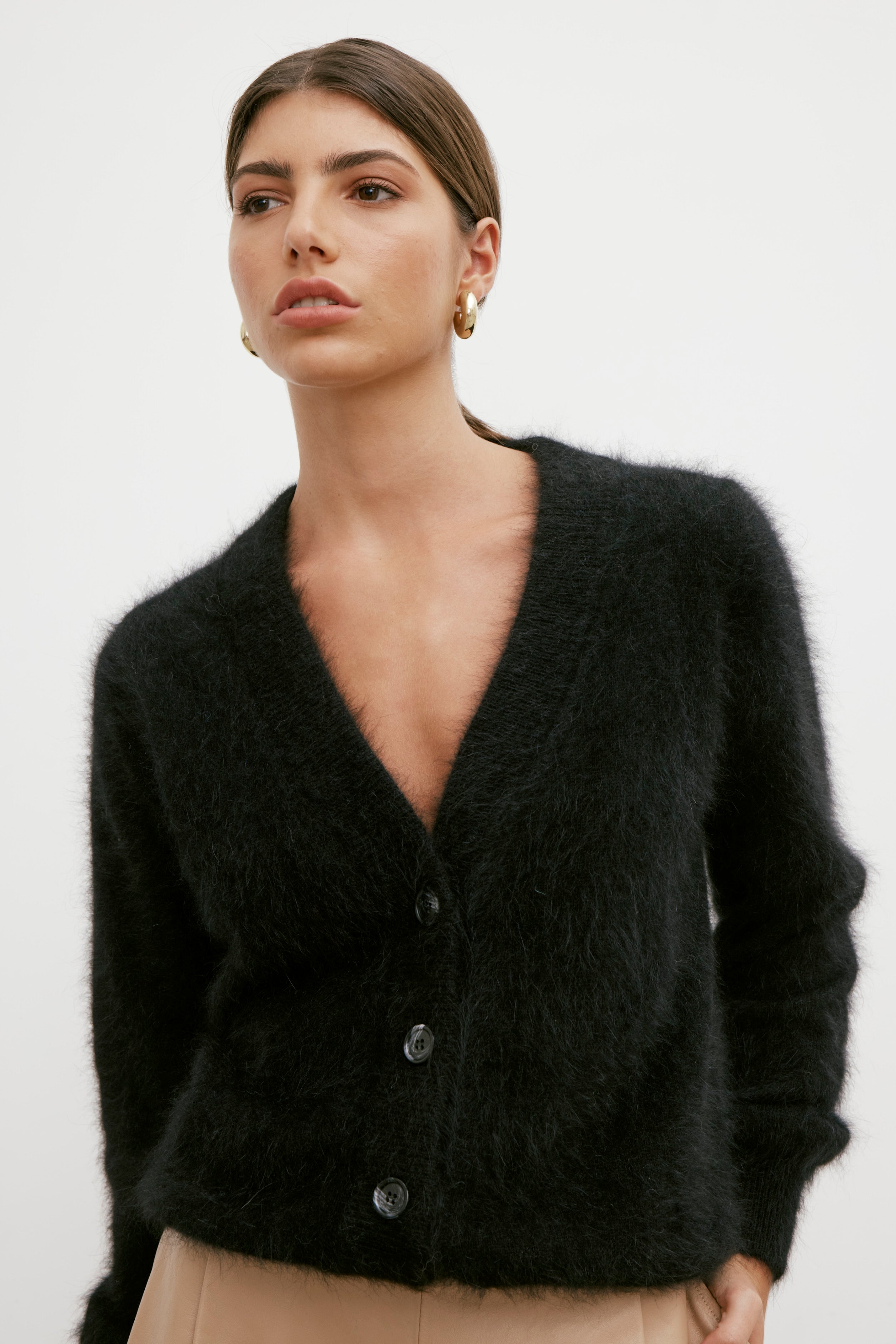Lucie V Neck Cardigan - Black