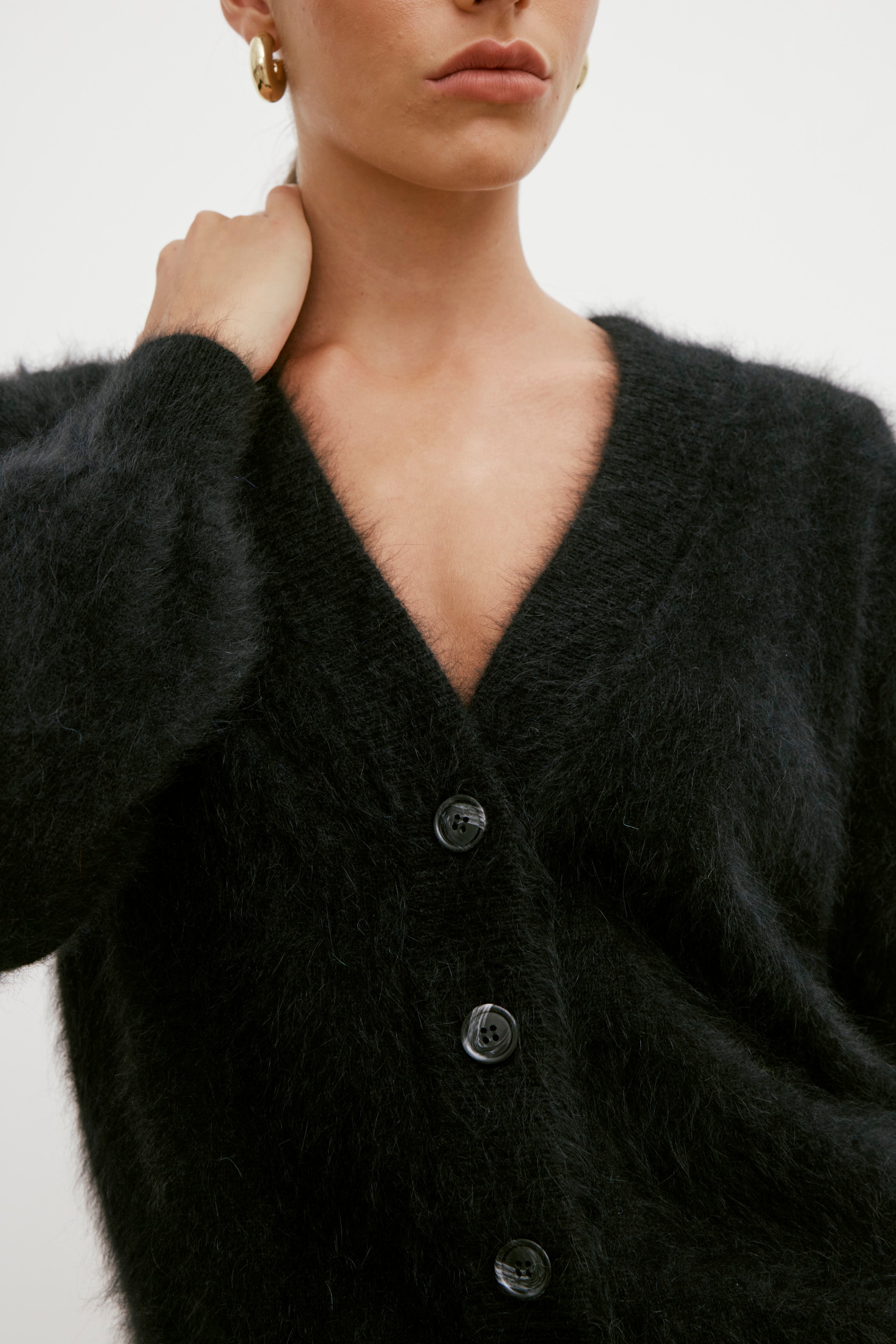 Lucie V Neck Cardigan - Black