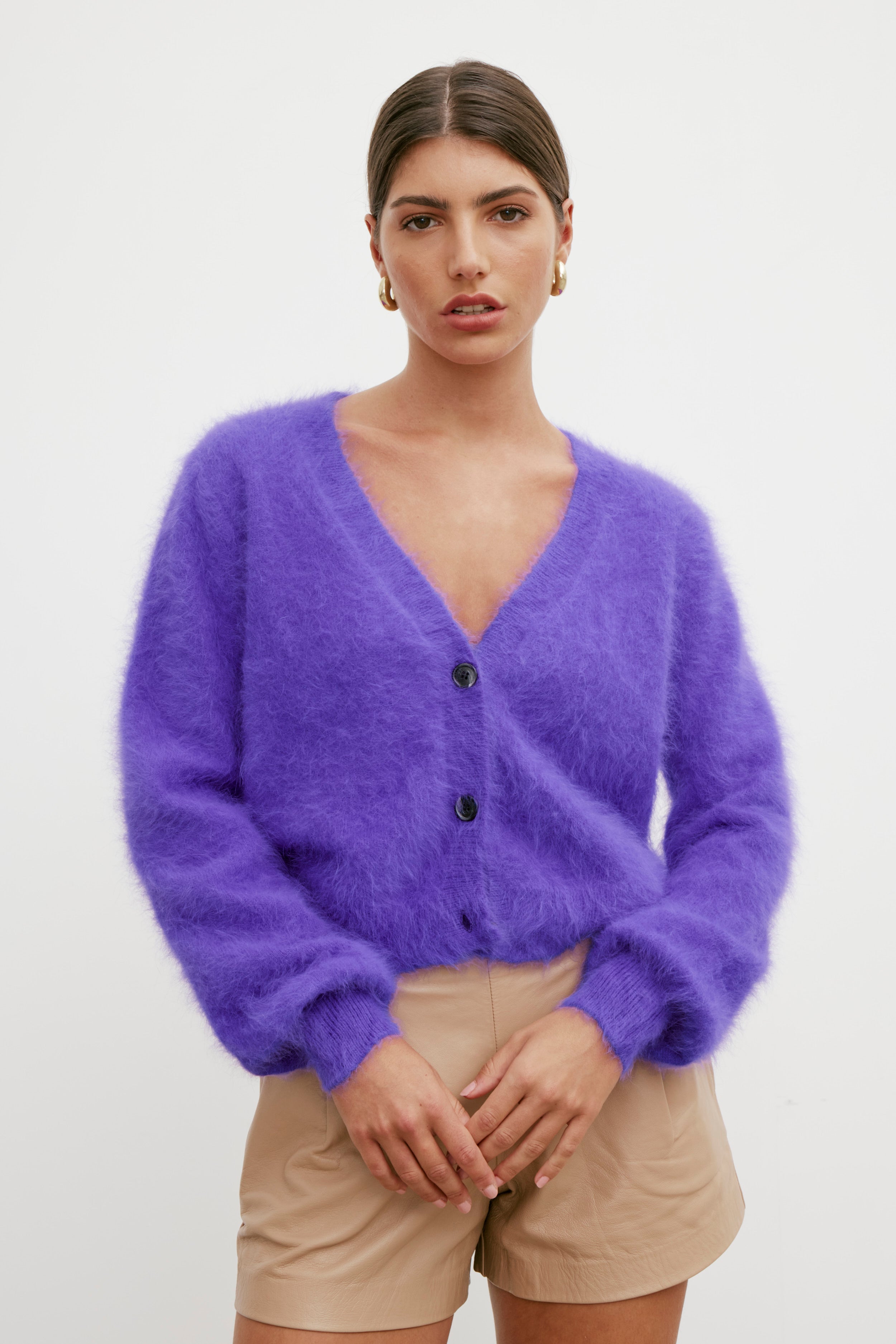 Cecilia Crop Cardigan - Purple