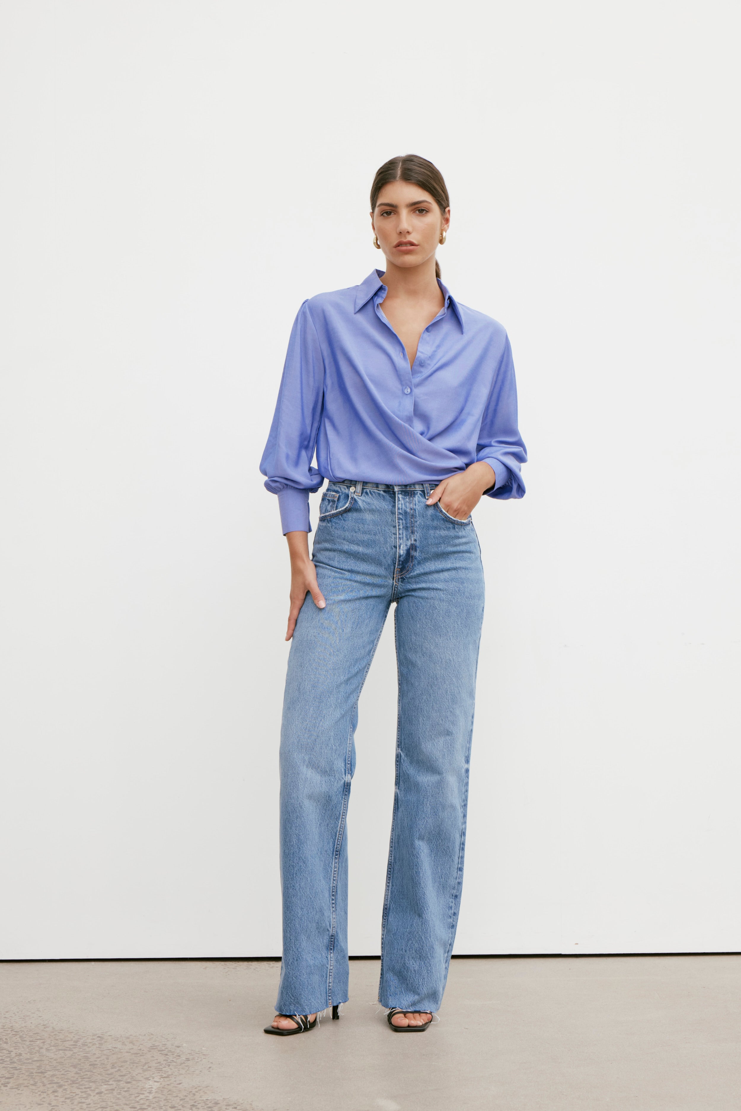 Rhea Wrap Shirt - Royal Blue